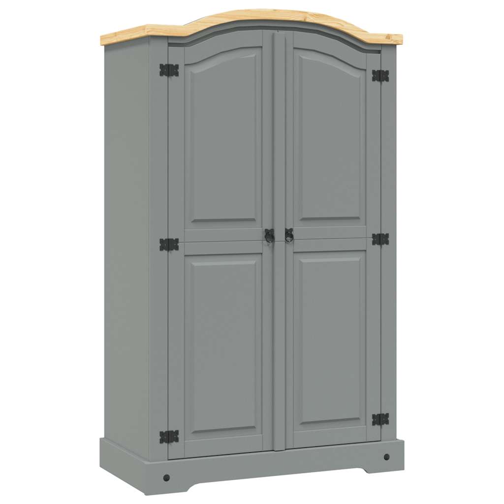 Kleiderschrank Mexiko-Stil Kiefernholz 2 Türen Grau