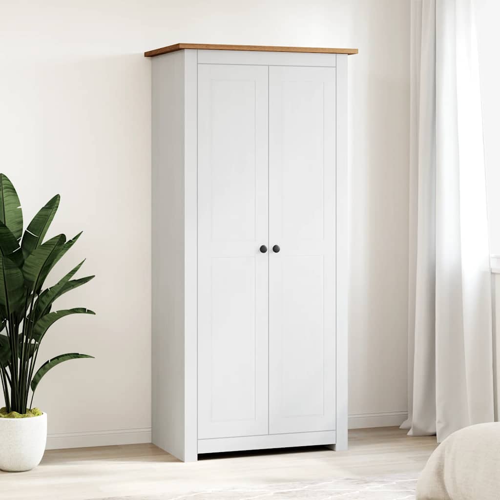 Kleiderschrank Weiß 80×50×171,5 cm Kiefer Massiv Panama Serie