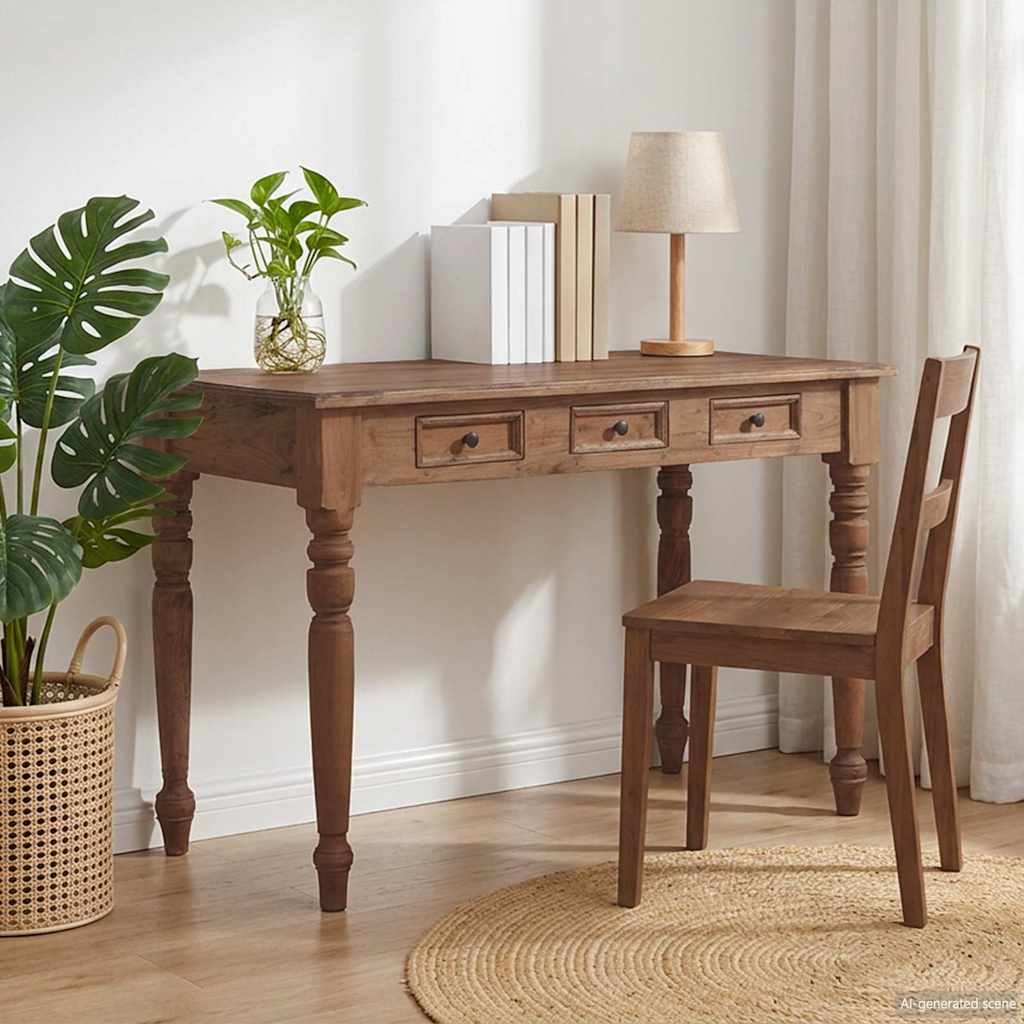 Schreibtisch mit Schubladen 117x57x75 cm Altholz Massiv