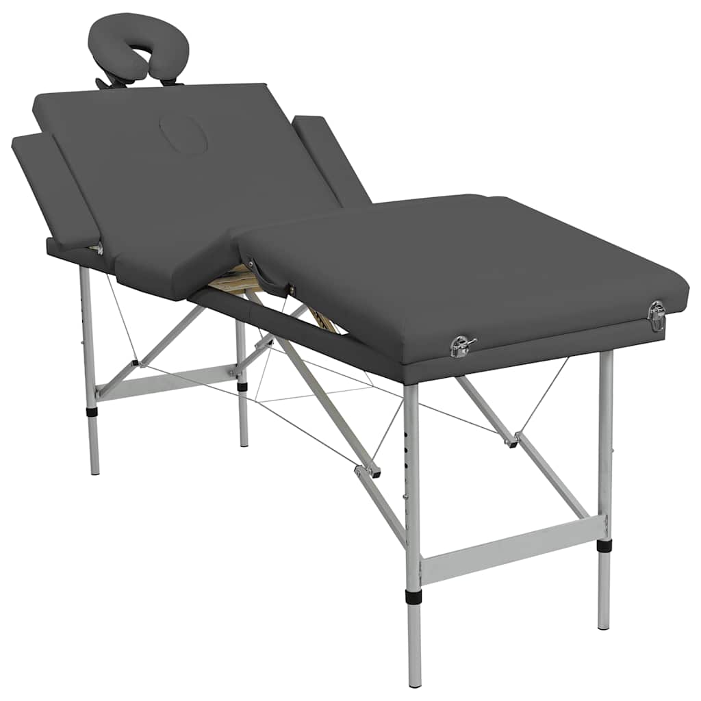 Massagetisch mit 4 Zonen Aluminiumrahmen Anthrazit 186×68 cm