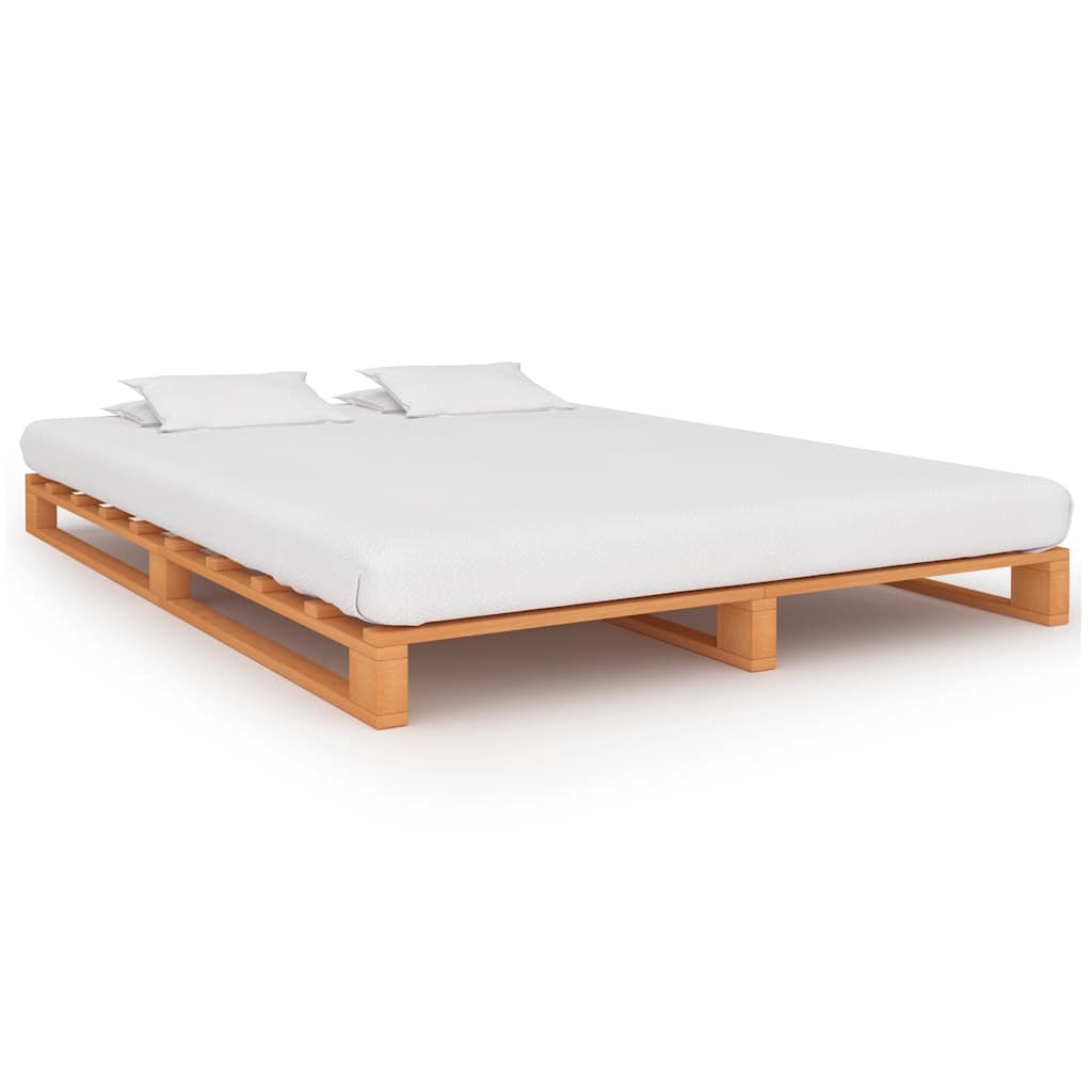 Palettenbett Braun Massivholz Kiefer 200×200 cm