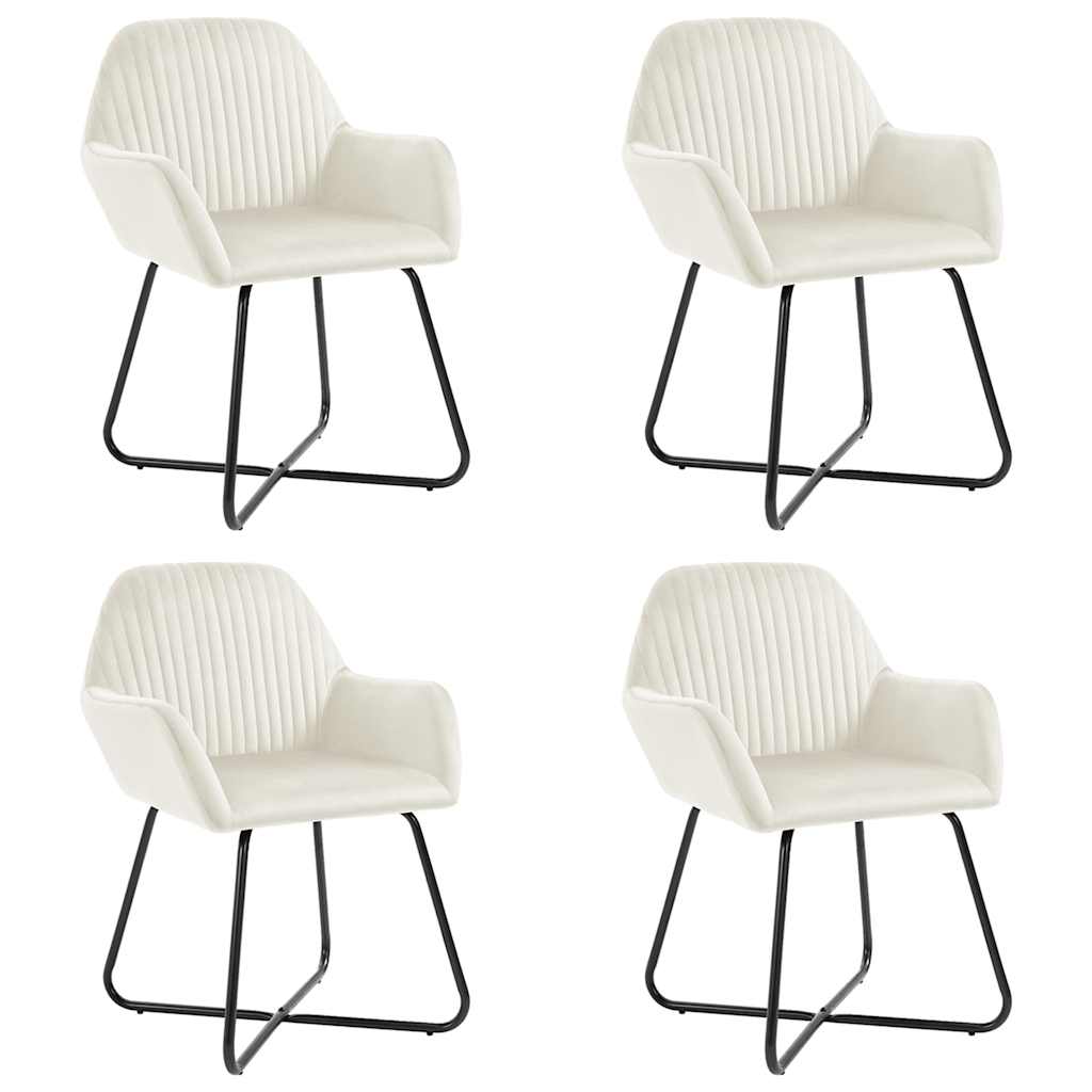 Esszimmerstühle 4 Stk. Creme Samt