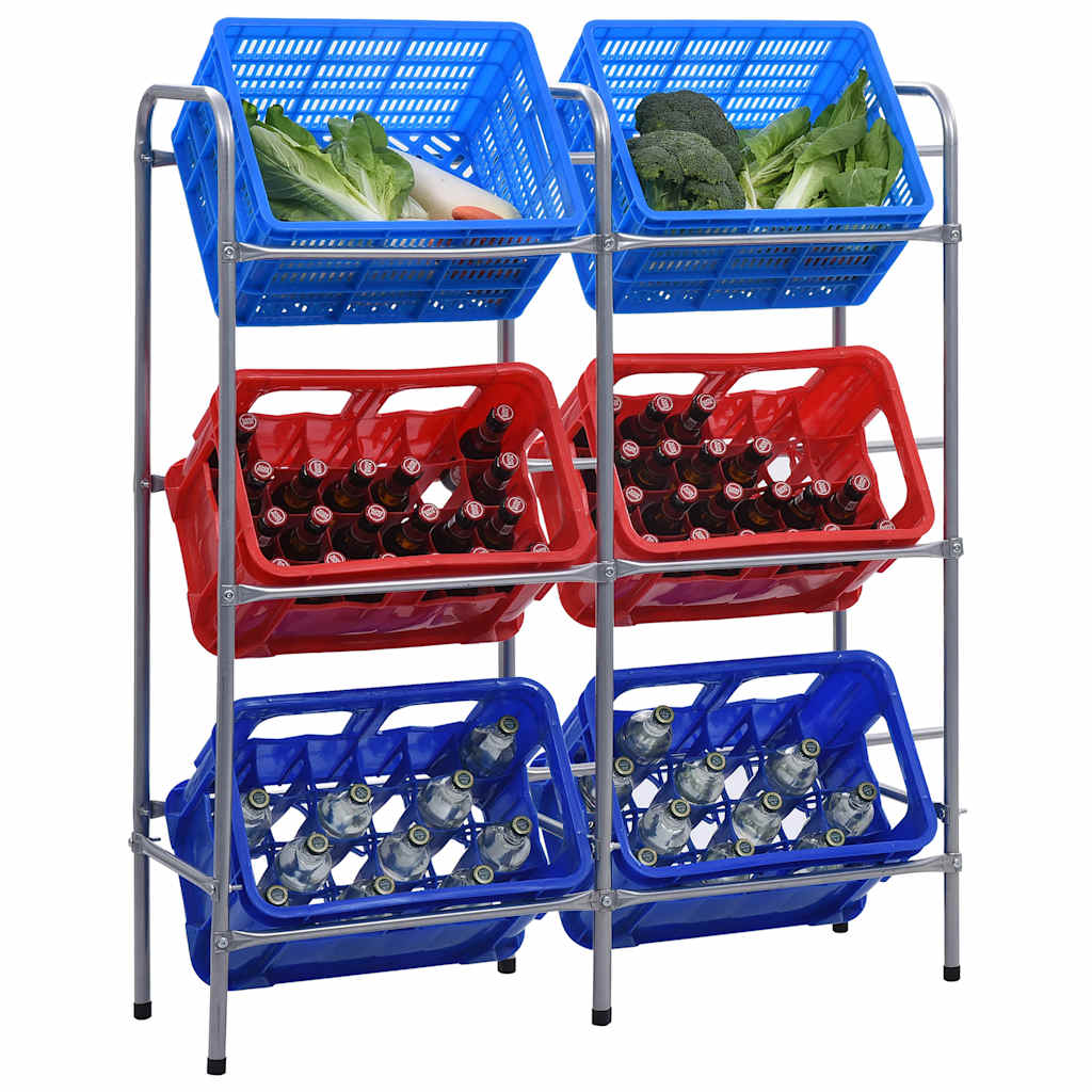 Kistenregal für 6 Kisten Silbern 96x33x116 cm Stahl