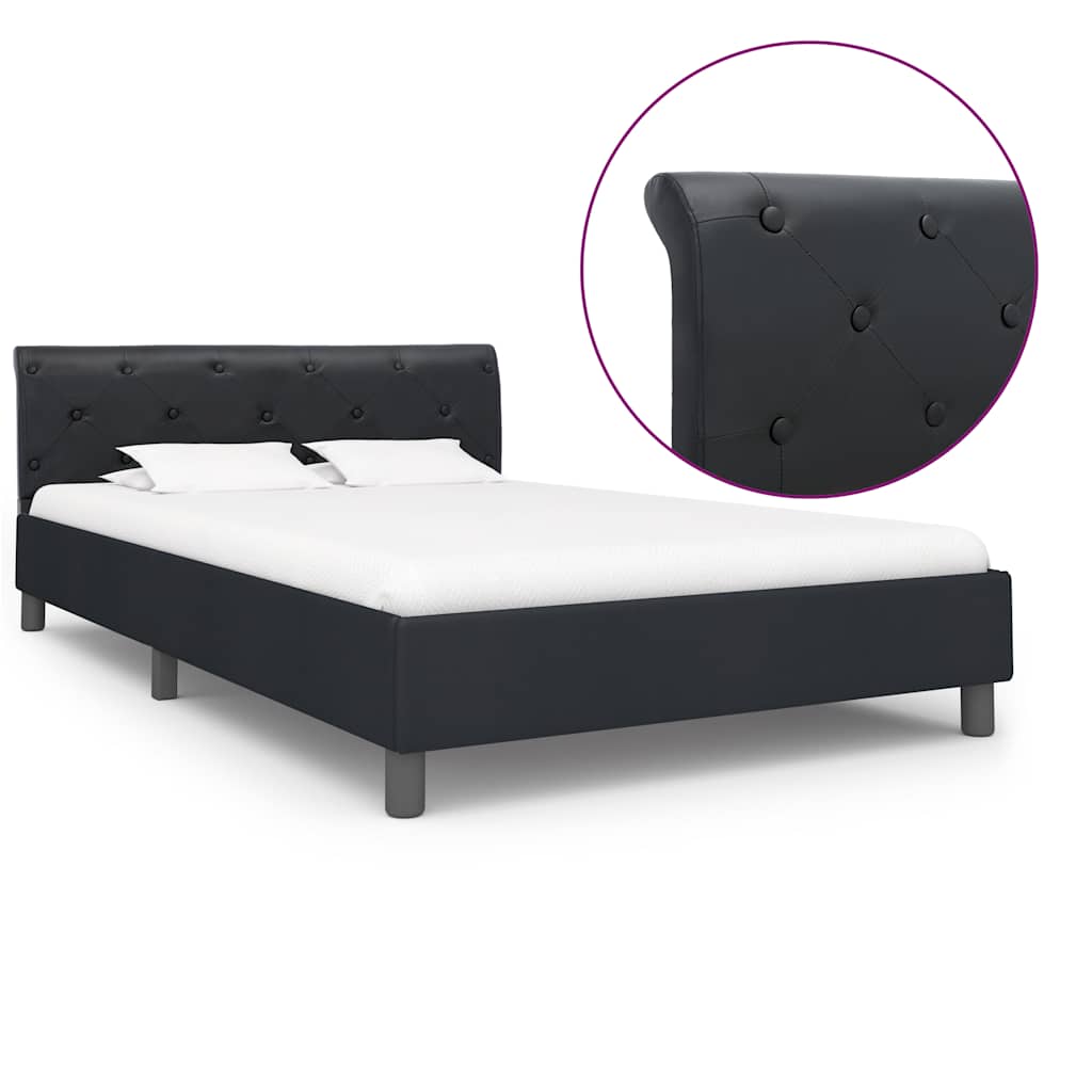 Bettgestell Schwarz Kunstleder 140 × 200 cm