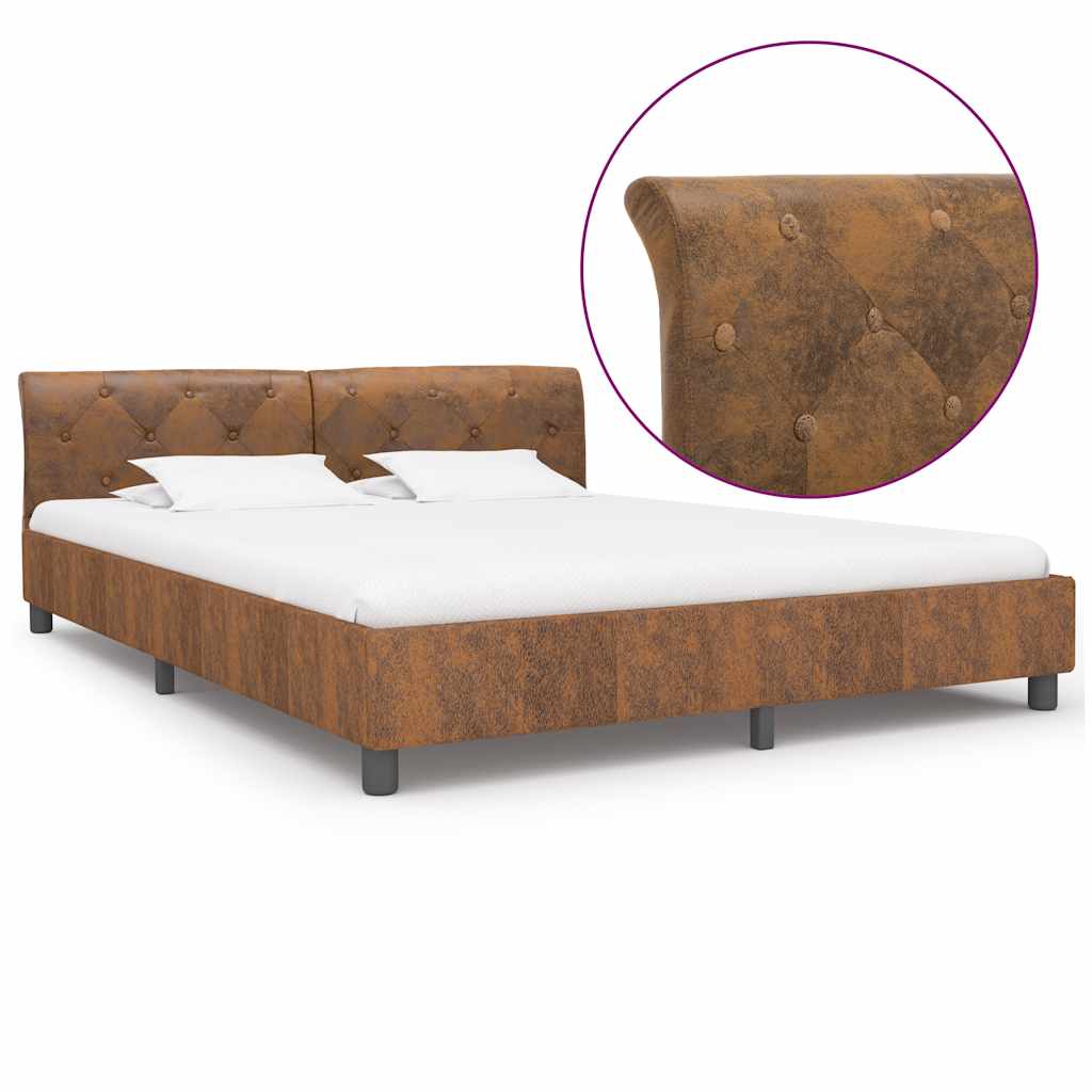 Bettgestell Braun Wildleder-Optik 180 × 200 cm