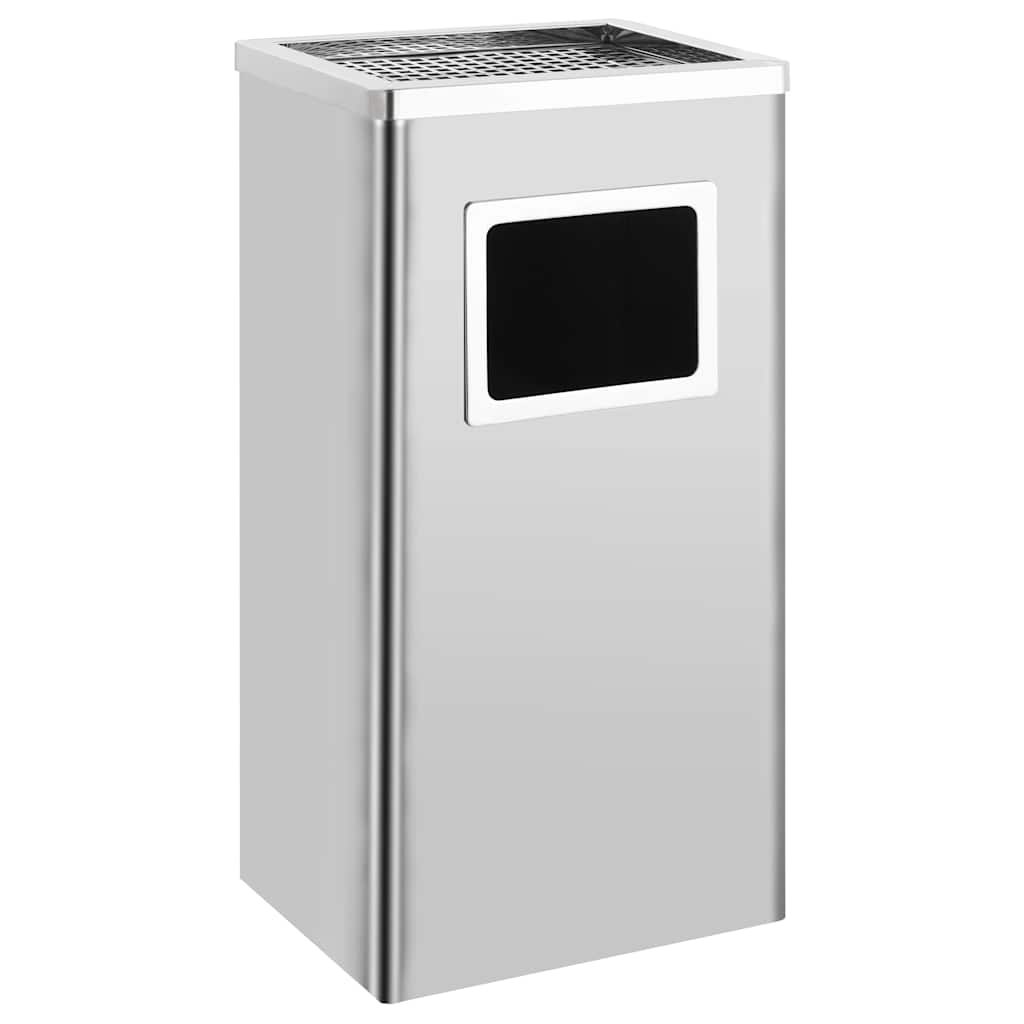 Mülleimer mit Aschenbecher 45 L Edelstahl
