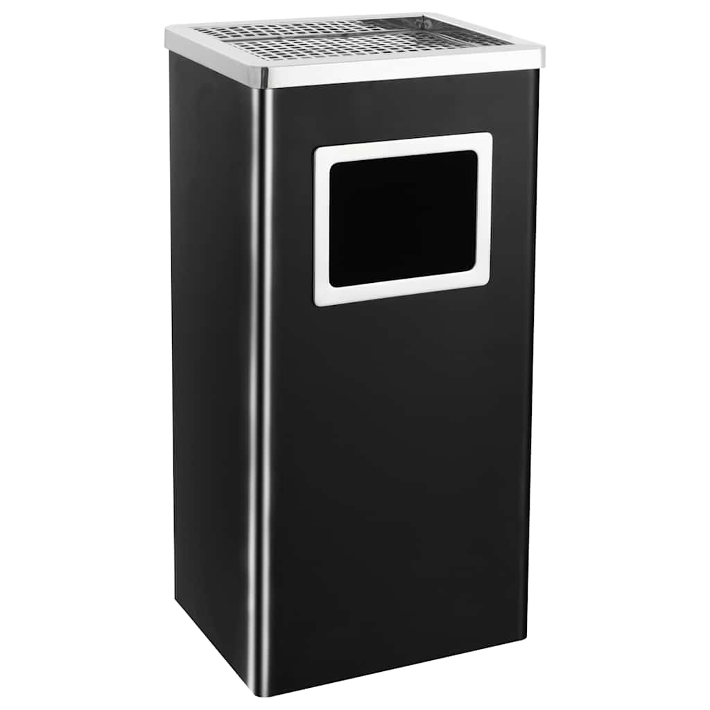 Mülleimer mit Aschenbecher 45 L Stahl Schwarz