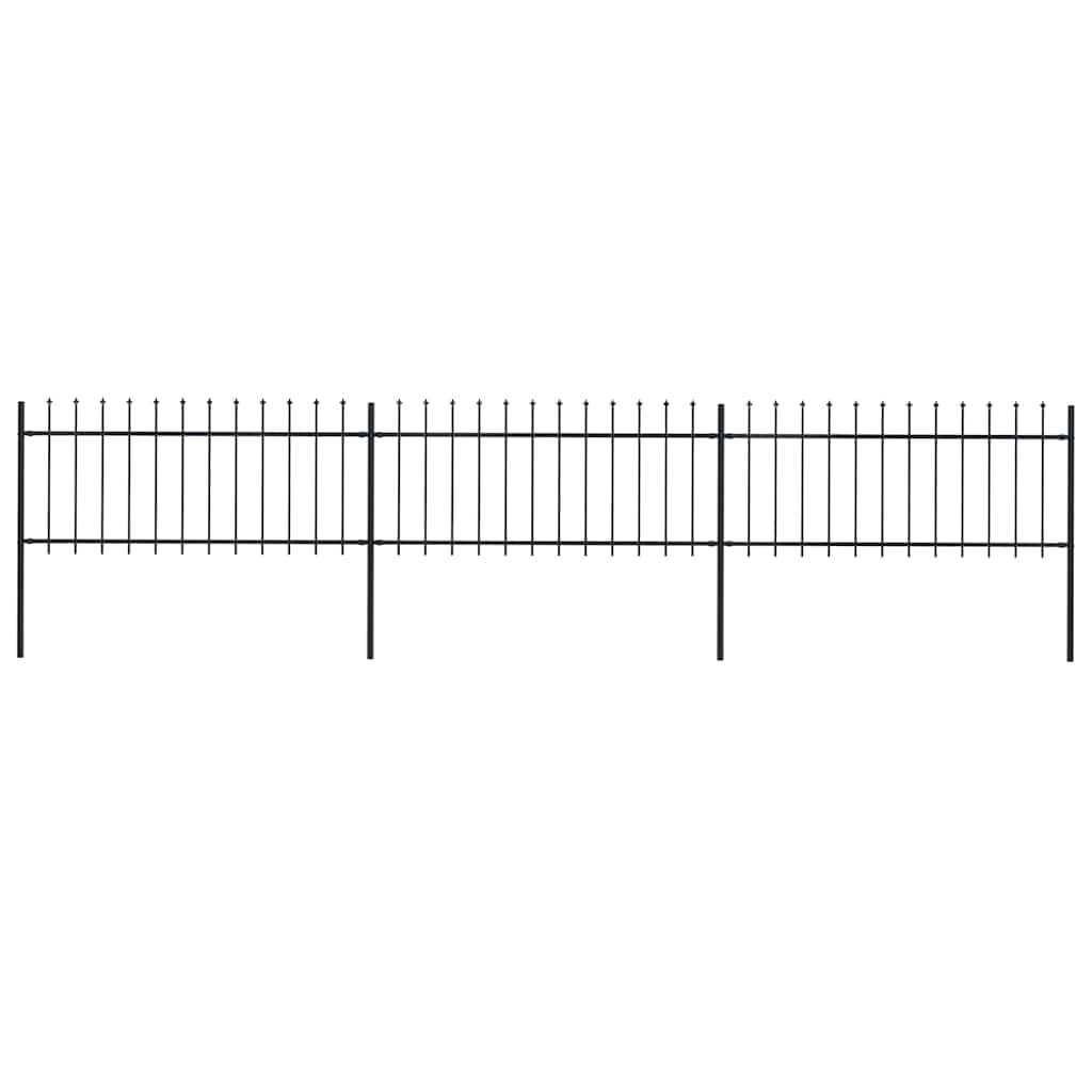 Gartenzaun mit Speerspitze Stahl 504 x 80 cm Schwarz