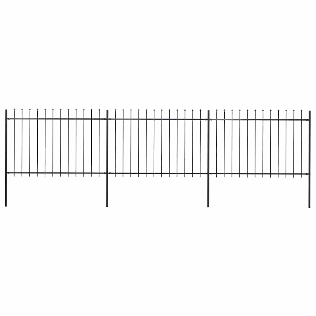Gartenzaun mit Speerspitze Stahl 504 x 120 cm Schwarz