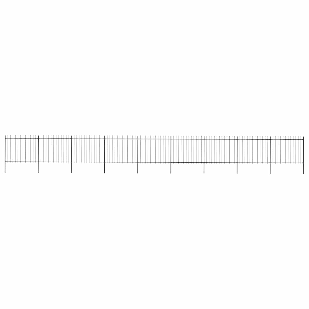 Gartenzaun mit Speerspitze Stahl 1506 x 150 cm Schwarz