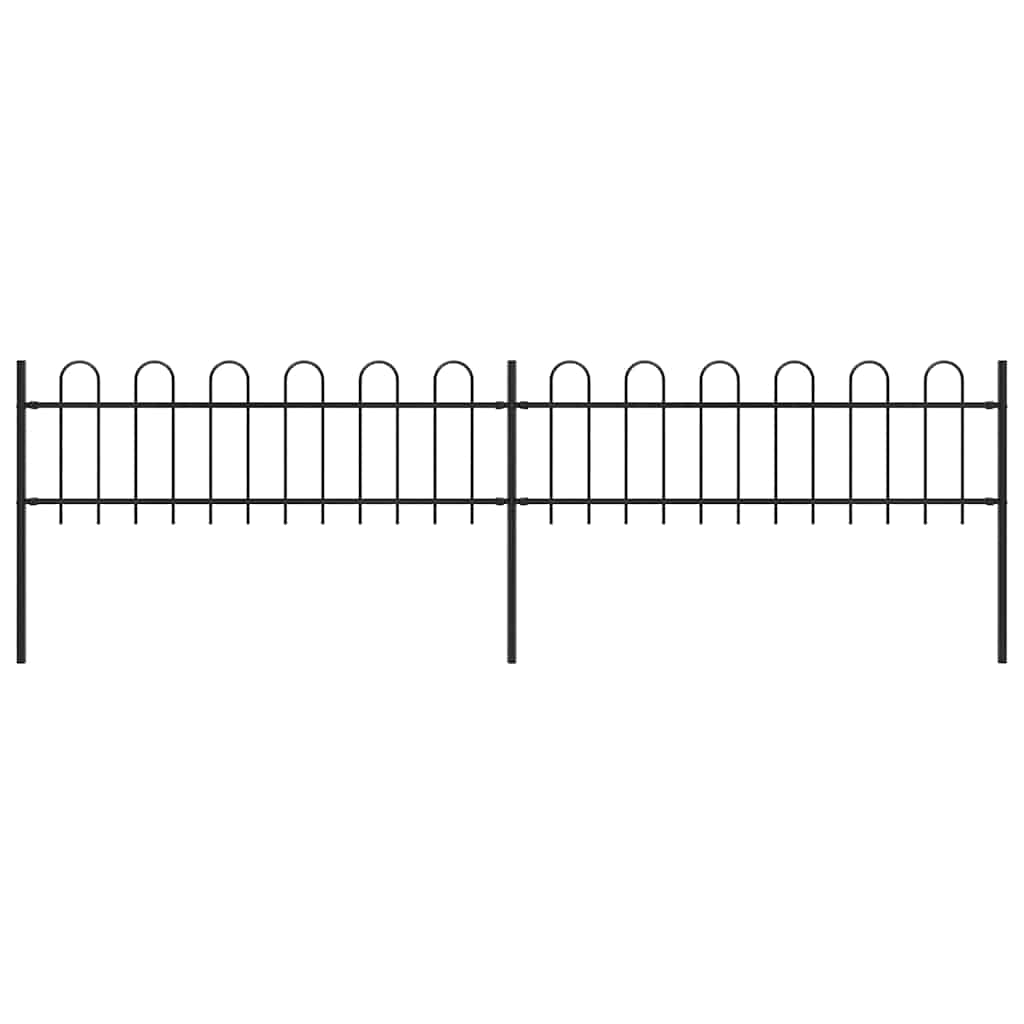 Gartenzaun mit Rundbogen Stahl 337 x 60 cm Schwarz