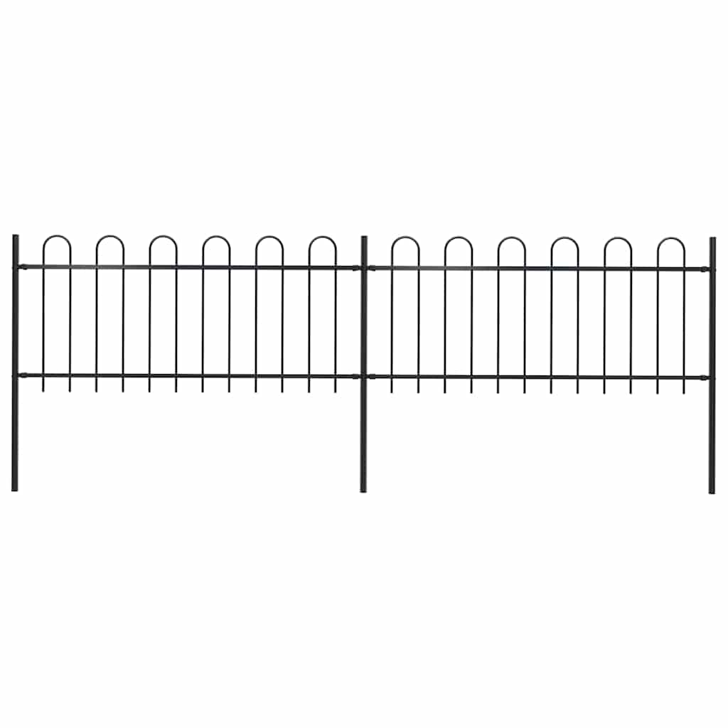 Gartenzaun mit Rundbogen Stahl 337 x 80 cm Schwarz