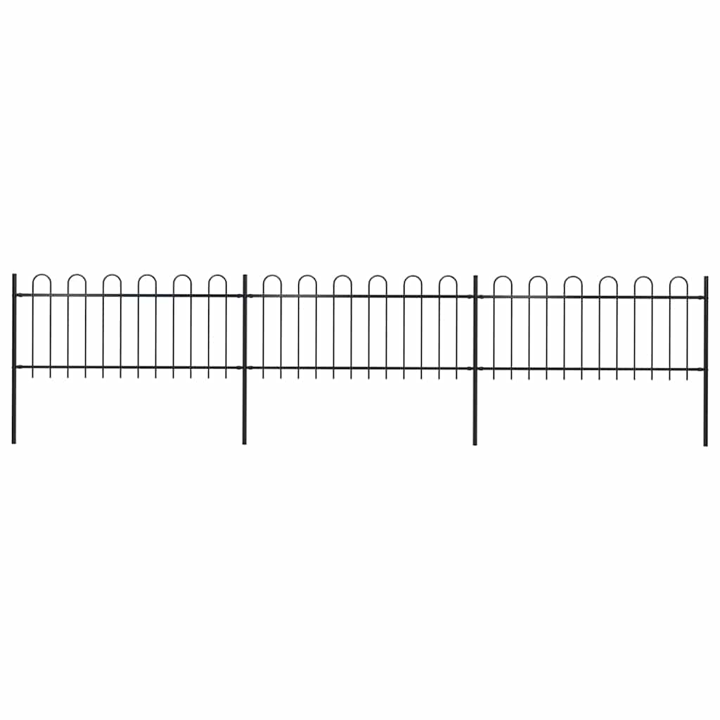 Gartenzaun mit Rundbogen Stahl 504 x 80 cm Schwarz
