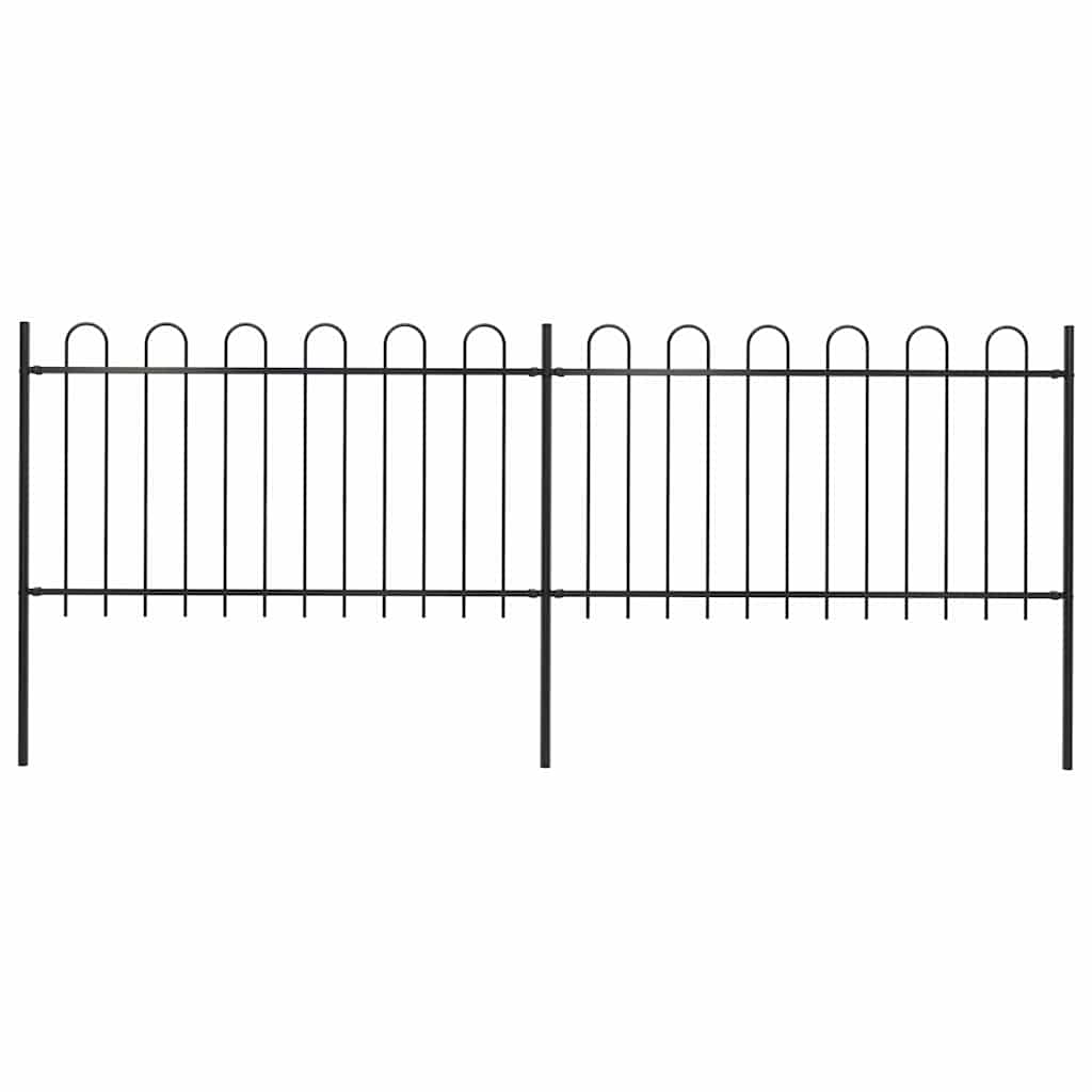 Gartenzaun mit Rundbogen Stahl 337 x 100 cm Schwarz