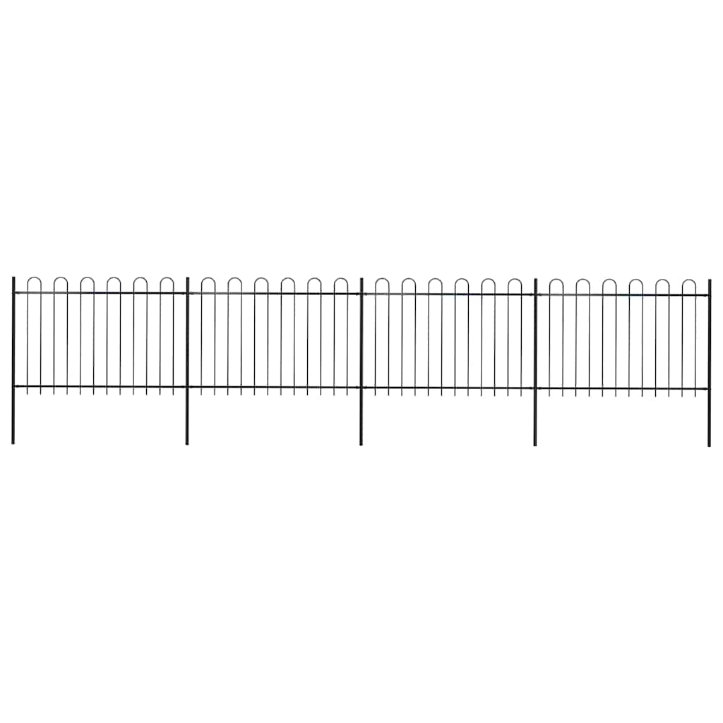 Gartenzaun mit Rundbogen Stahl 671 x 120 cm Schwarz
