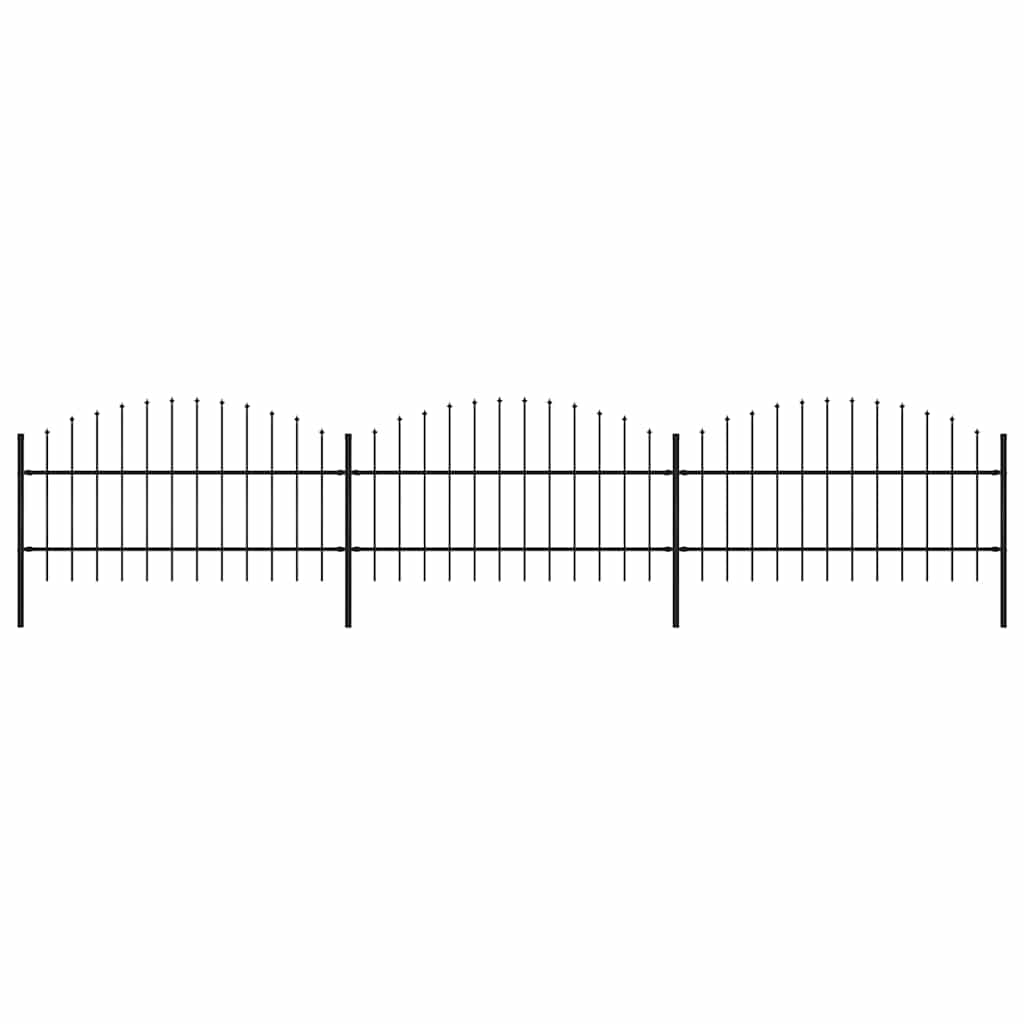 Gartenzaun mit Speerspitze Stahl 504 x 100 cm Schwarz