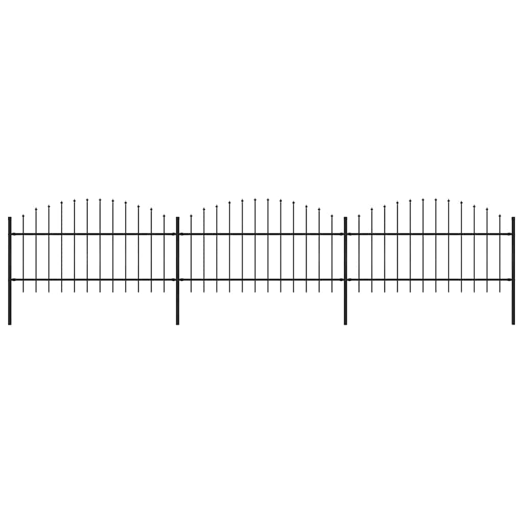 Gartenzaun mit Speerspitze Stahl 504 x 125 cm Schwarz