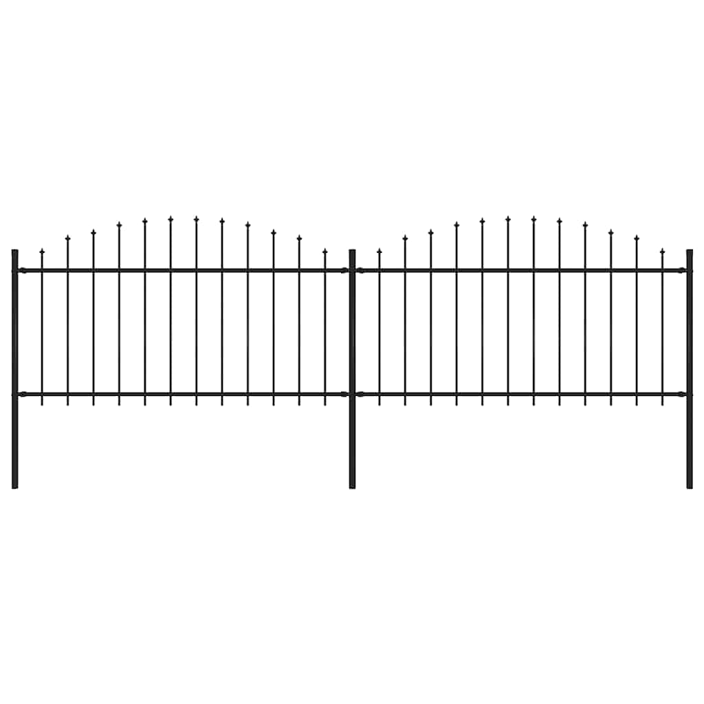 Gartenzaun mit Speerspitze Stahl 337 x 150 cm Schwarz