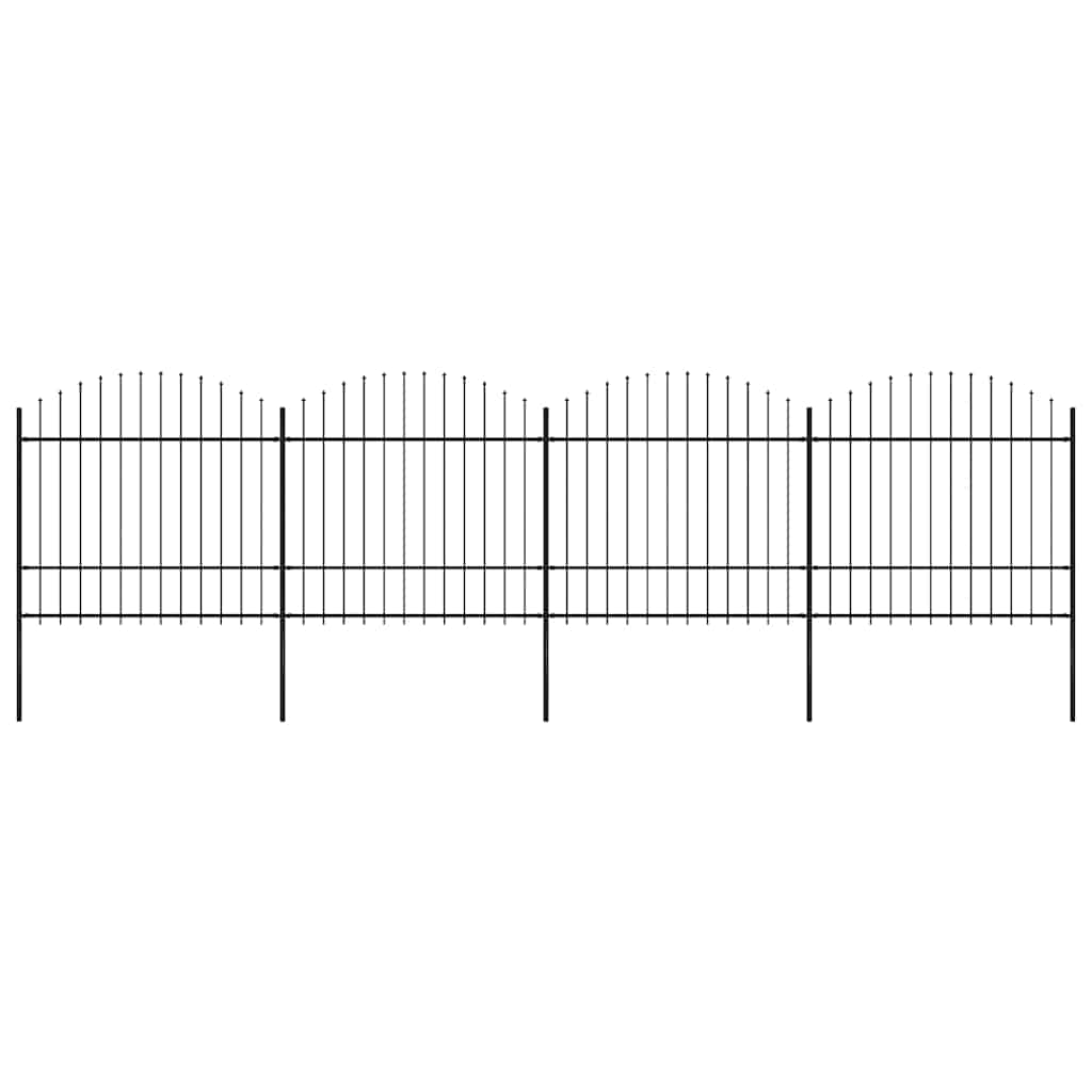 Gartenzaun mit Speerspitze Stahl 671 x 175 cm Schwarz