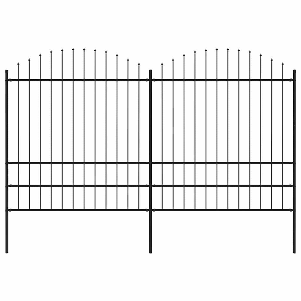 Gartenzaun mit Speerspitze Stahl 337 x 200 cm Schwarz