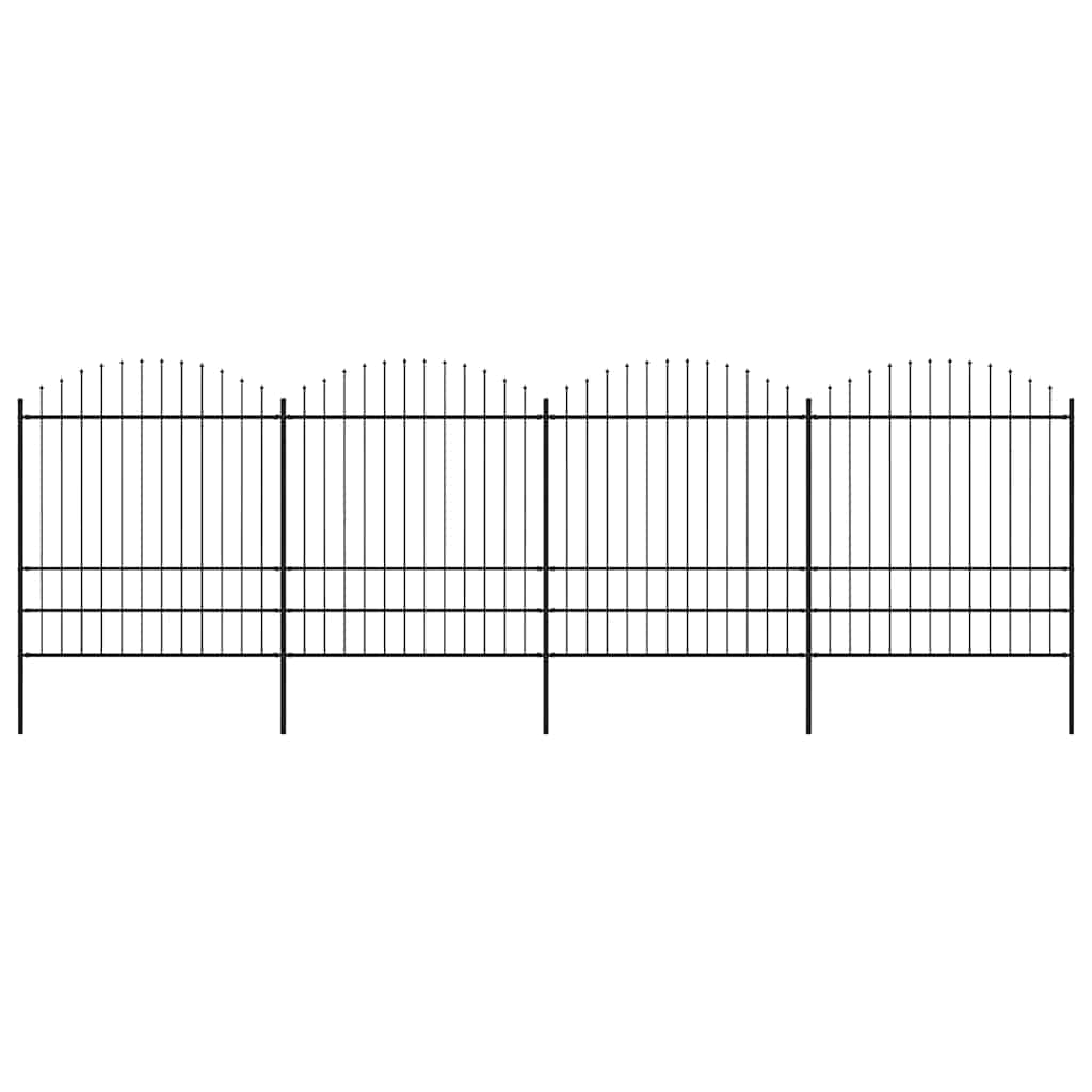 Gartenzaun mit Speerspitze Stahl 671 x 200 cm Schwarz