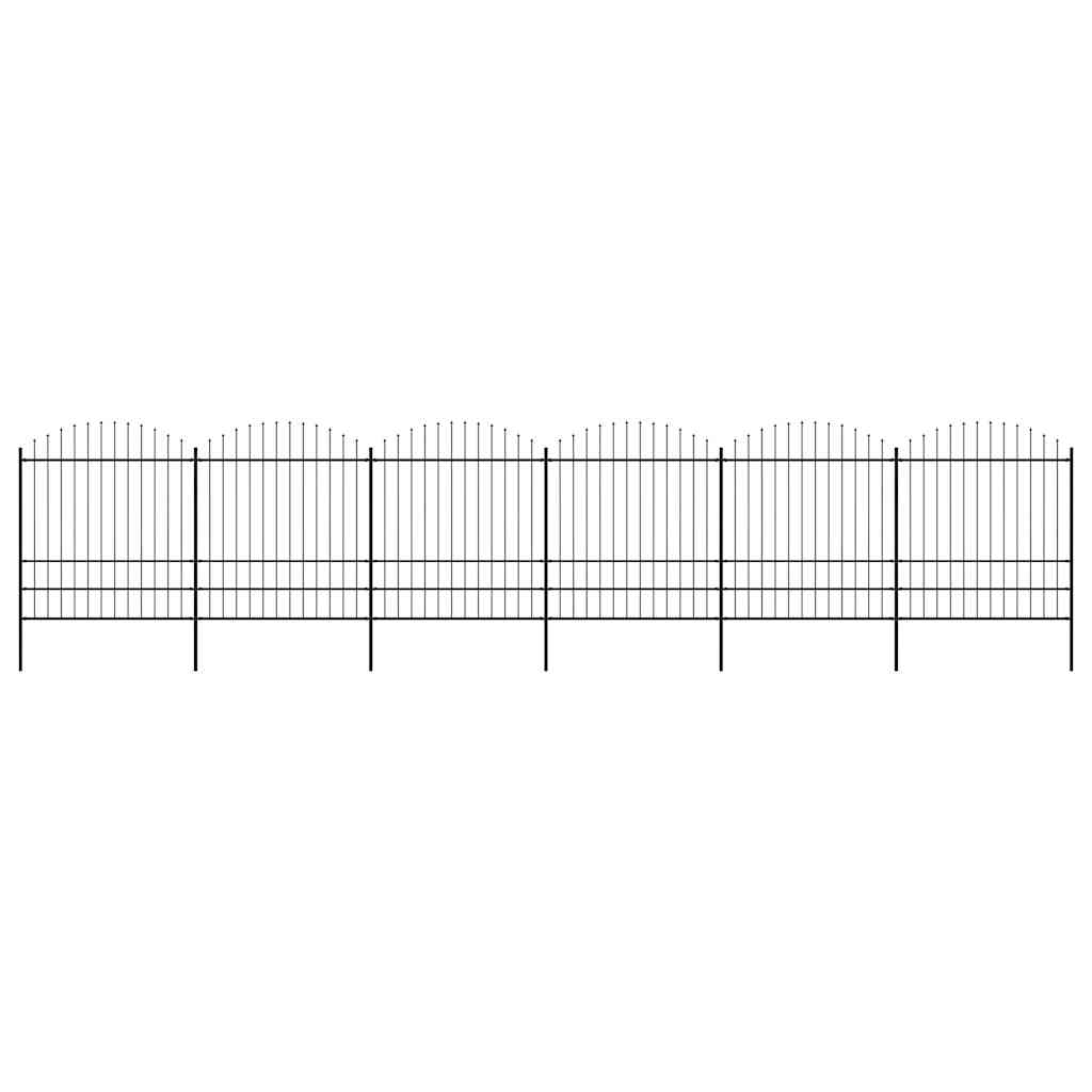 Gartenzaun mit Speerspitze Stahl 1005 x 200 cm Schwarz
