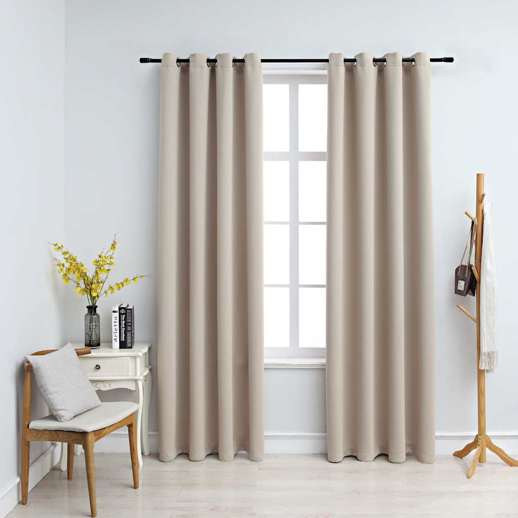 Verdunkelungsvorhänge mit Metallösen 2 Stk. Beige 140x245 cm