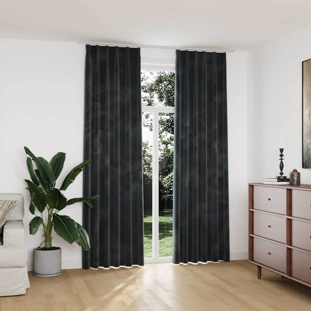 Verdunkelungsvorhänge mit Haken 2 Stk. Samt Anthrazit 140x245cm
