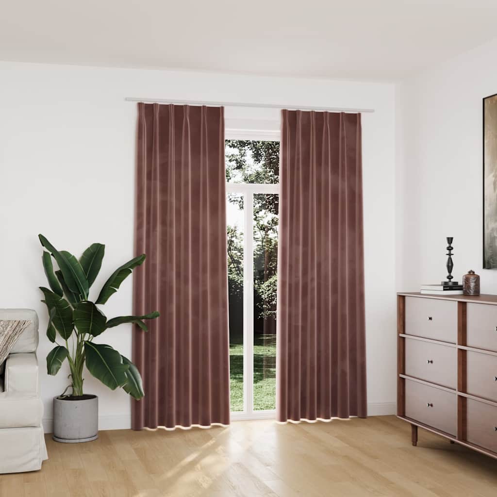 Verdunkelungsvorhänge Haken 2 Stk. Samt Antik-Rosa 140x225cm