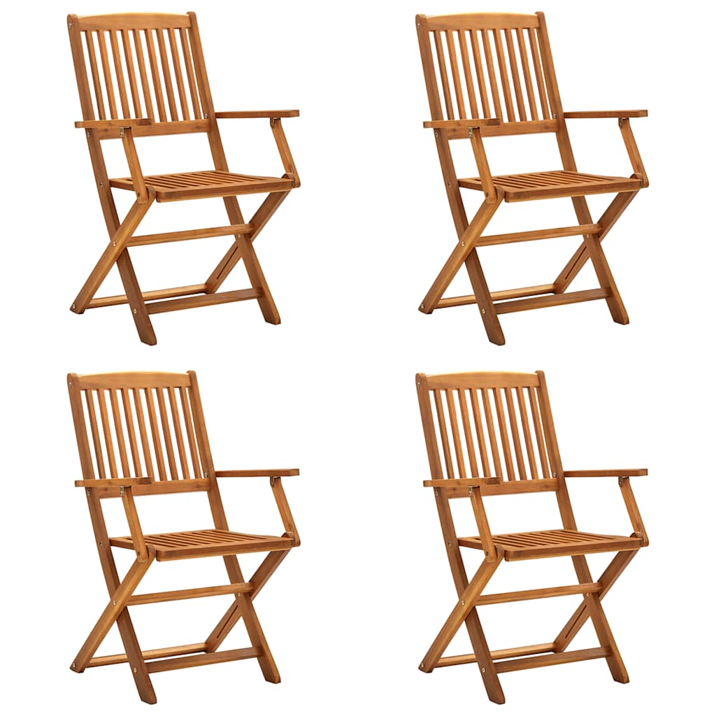 Klappstühle, 4 Stück, massives Akazienholz