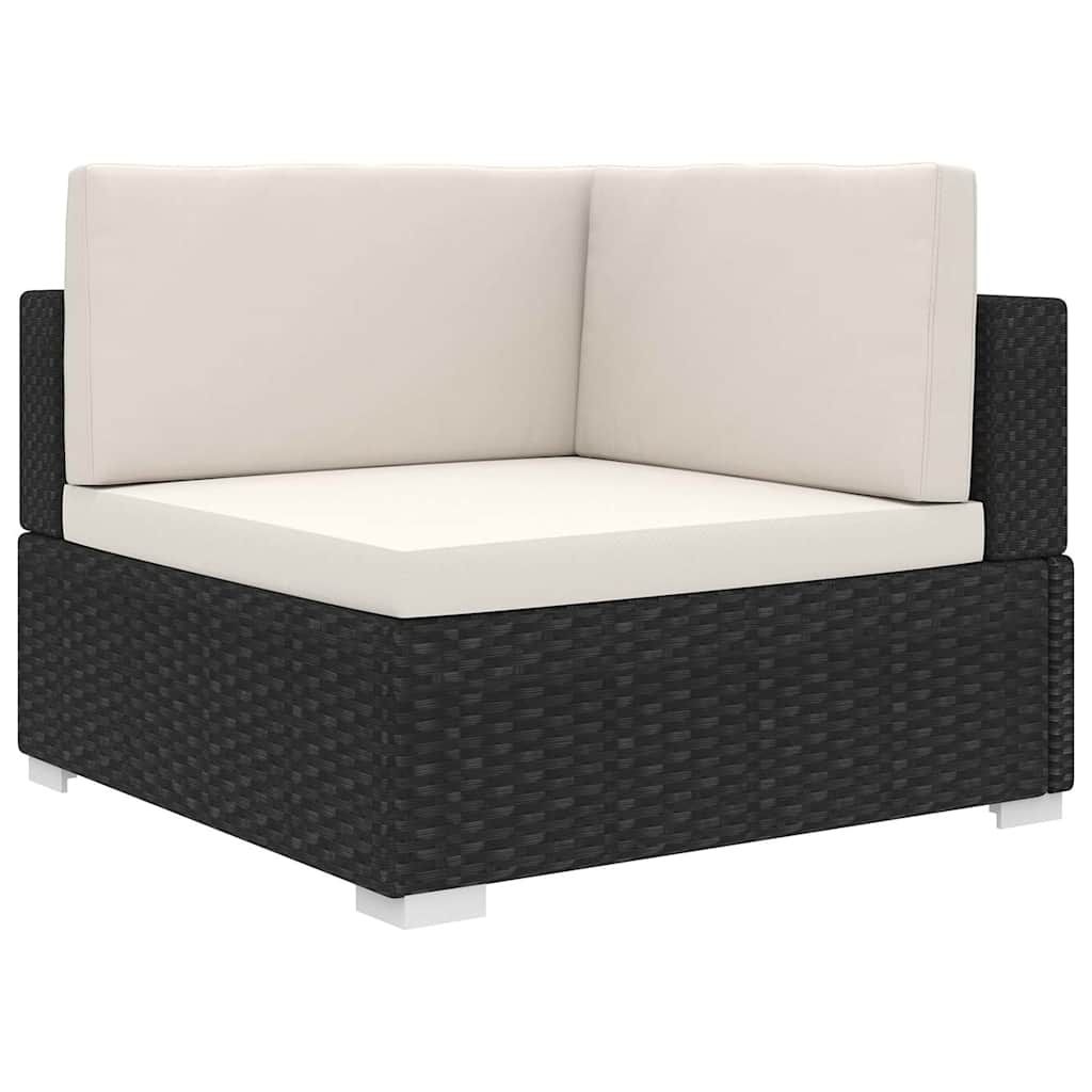 Modular-Sofa-Eckteil 1 Stk. + Auflagen Poly Rattan Schwarz