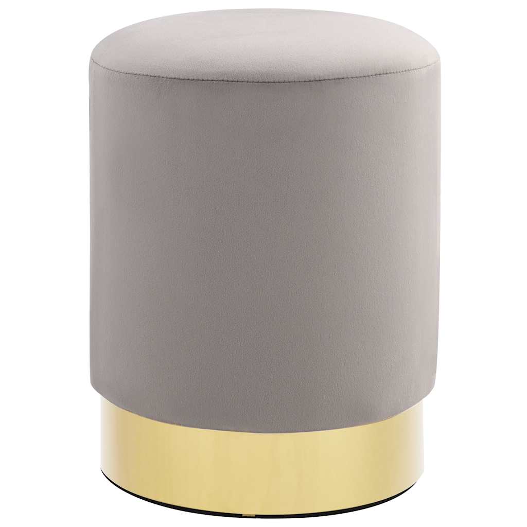 Hocker Hellgrau und Golden Samt 28 x 36 cm