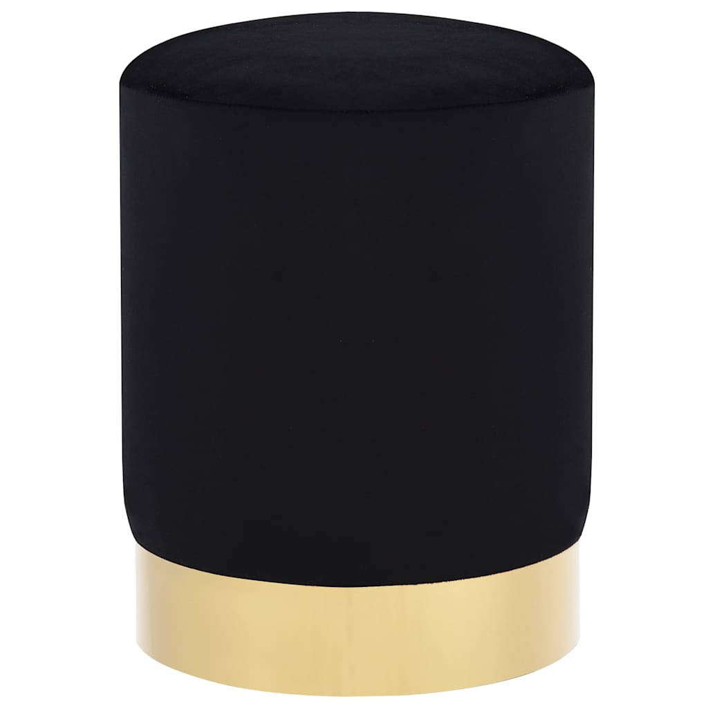 Hocker Schwarz und Golden Samt 28 x 36 cm