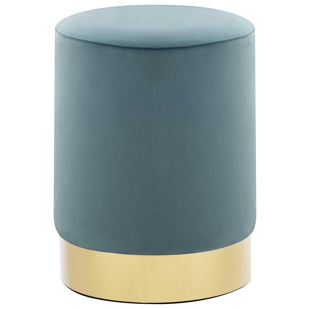 Hocker Hellblau und Golden Samt 28 x 36 cm