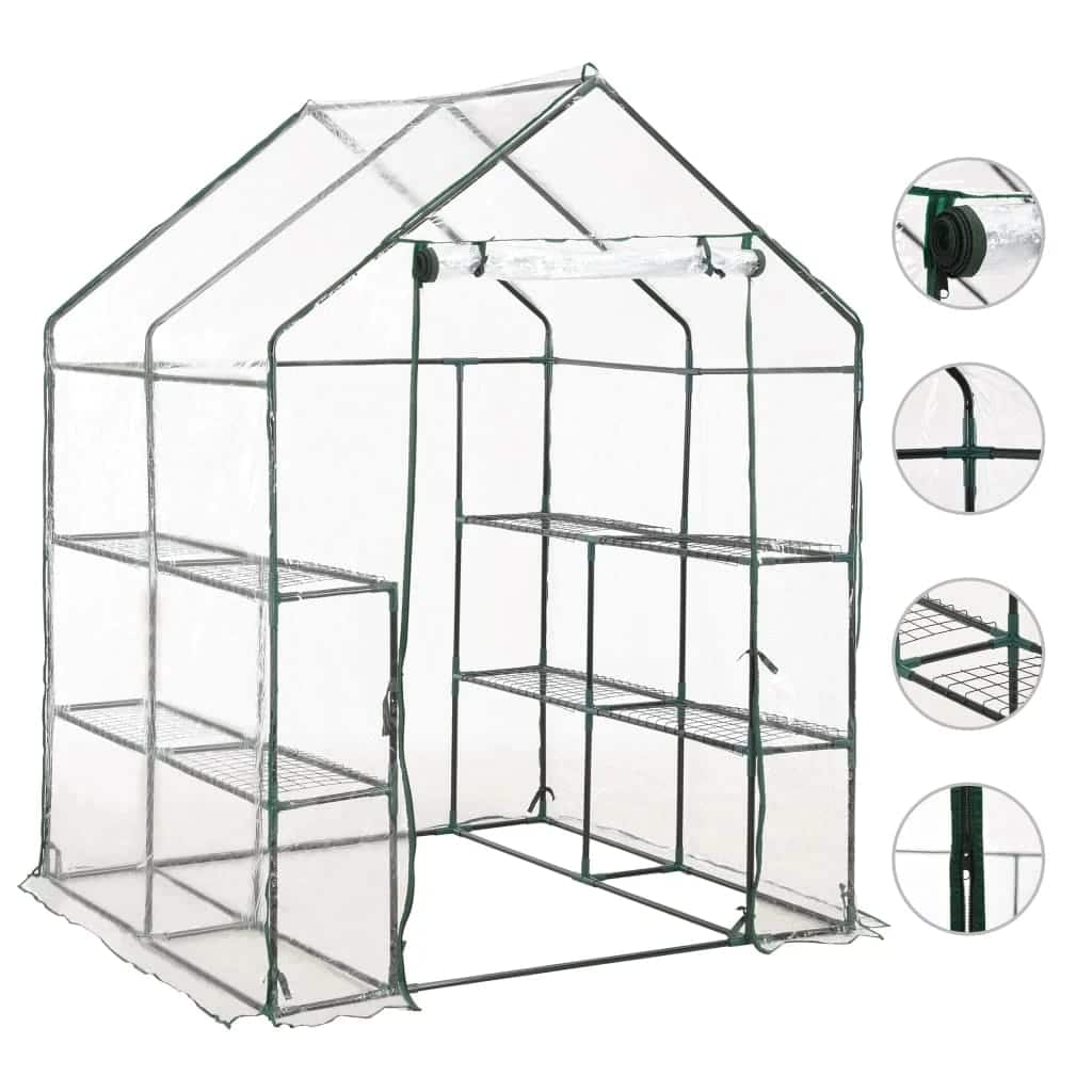 Gewaechshaus mit 8 Regalen 143 x 143 x 195 cm