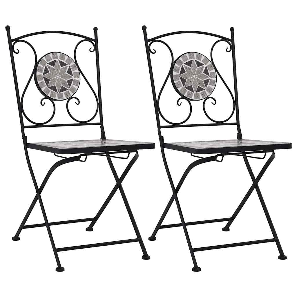 Mosaik-Klappstühle, 2 Stück, Grau