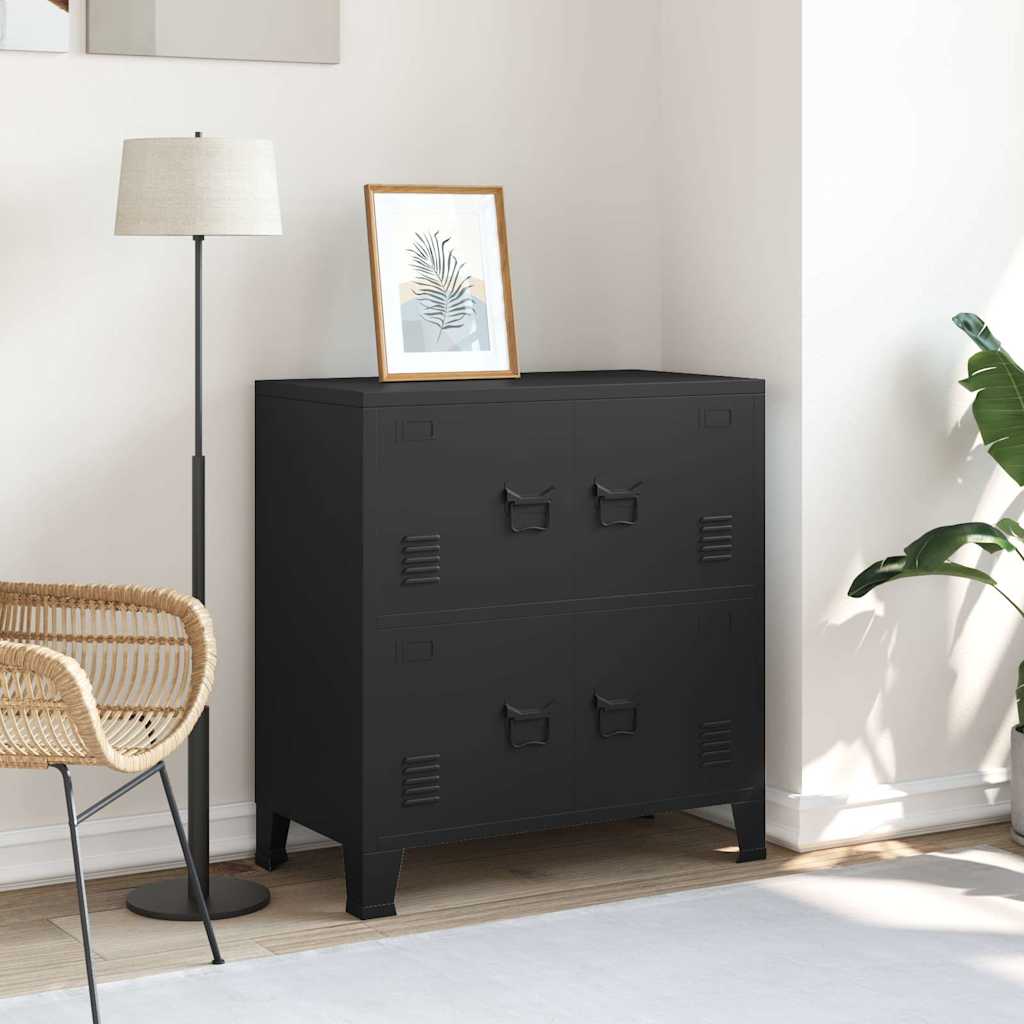 Lagerschrank Industrial Schwarz 75x40x80 cm Stahl