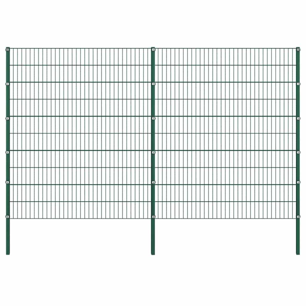 Zaunelement mit Pfosten Eisen 349 x 200 cm Grün
