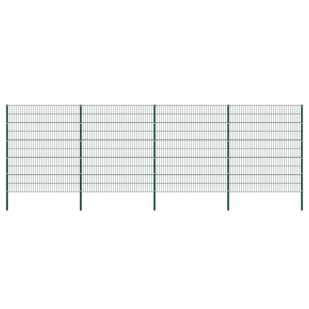 Zaunelement mit Pfosten Eisen 694,5 x 200 cm Grün