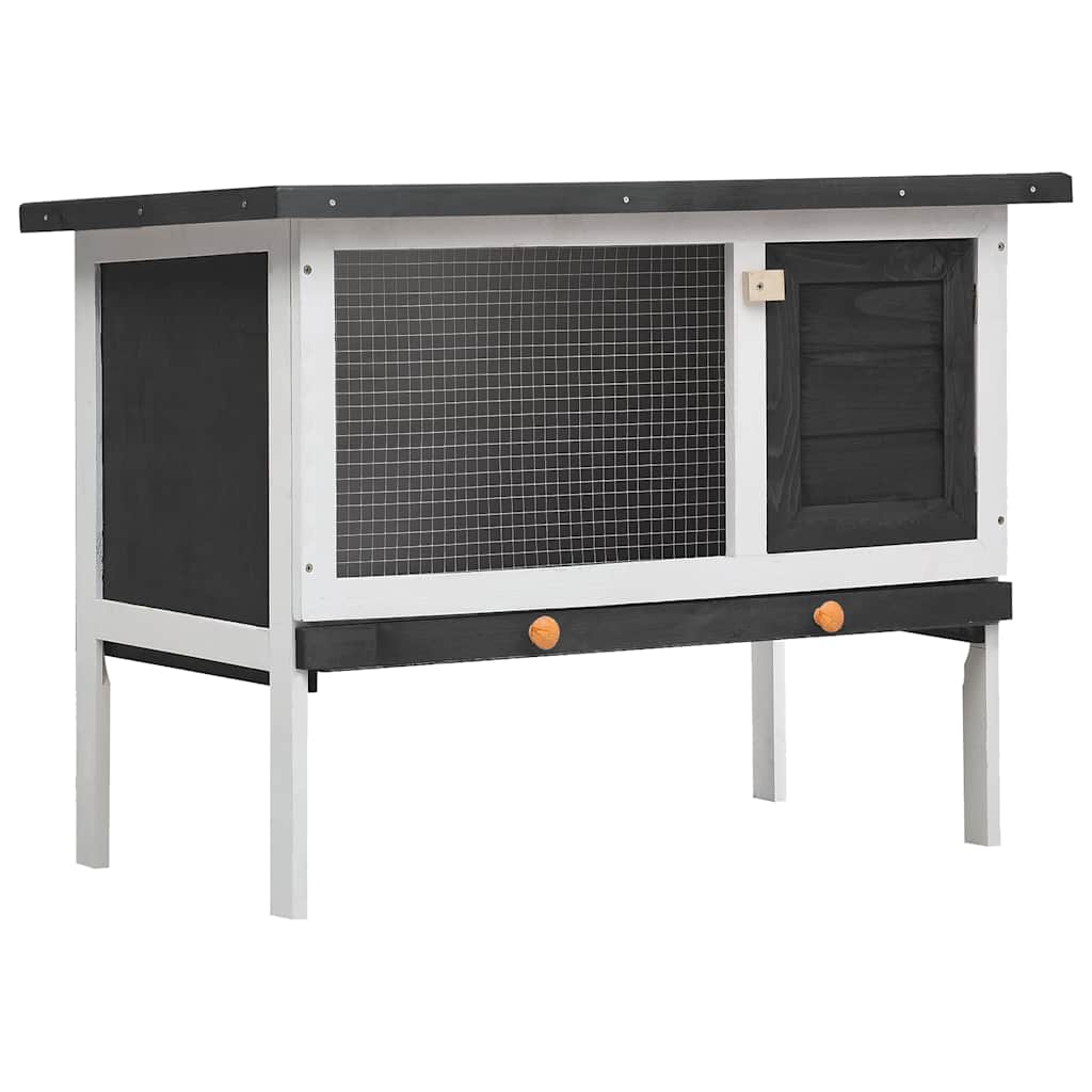 Kaninchenstall 1 Ebene Grau Holz