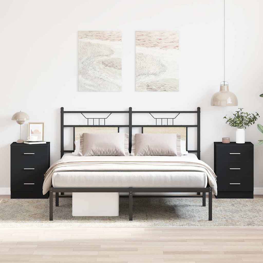 Nachttische 2 Stk. Schwarz 38x35x56 cm Holzwerkstoff