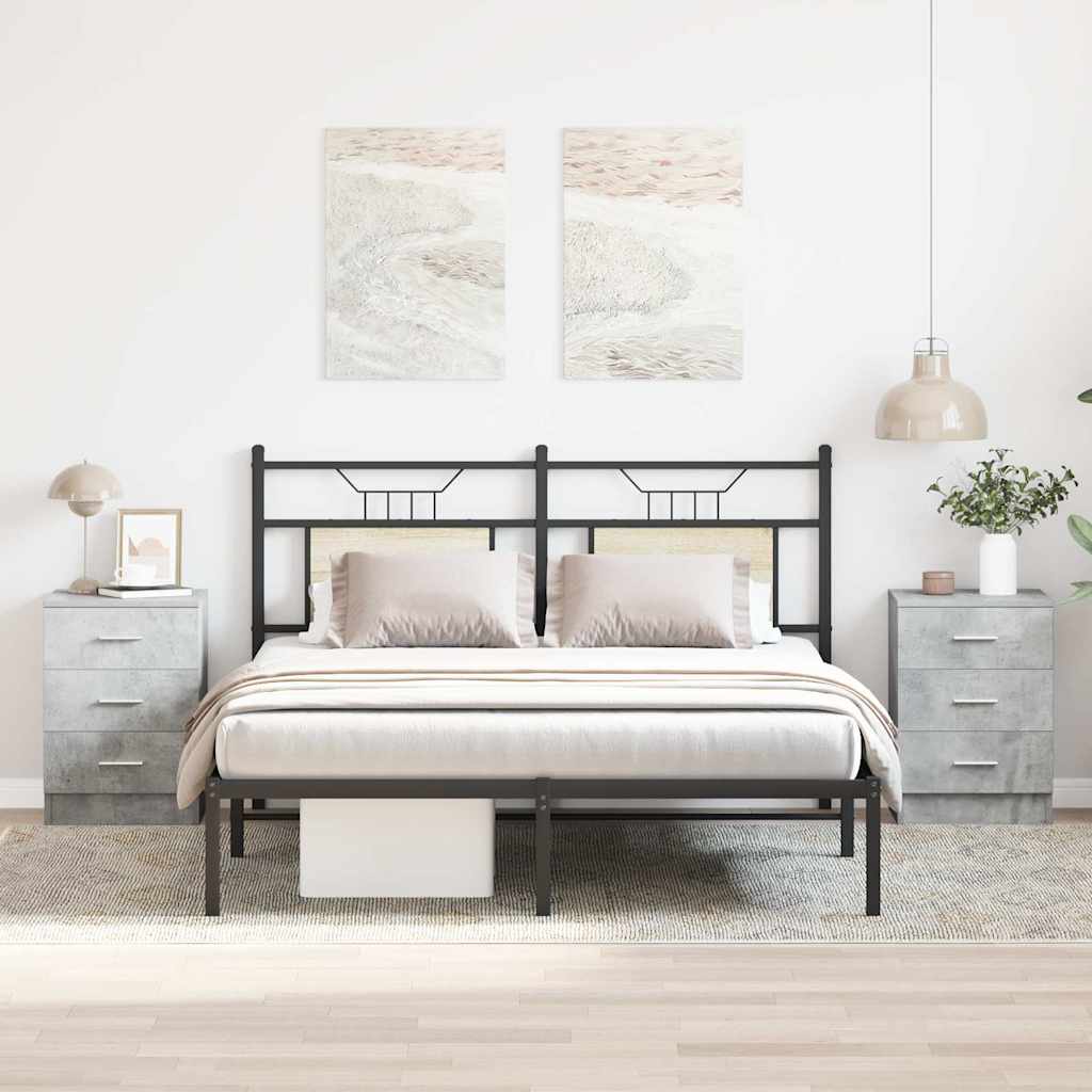 Nachttische 2 Stk. Betongrau 38x35x56 cm Holzwerkstoff