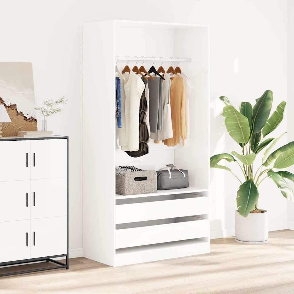 Kleiderschrank Hochglanz-Weiß 100x50x200 cm Holzwerkstoff