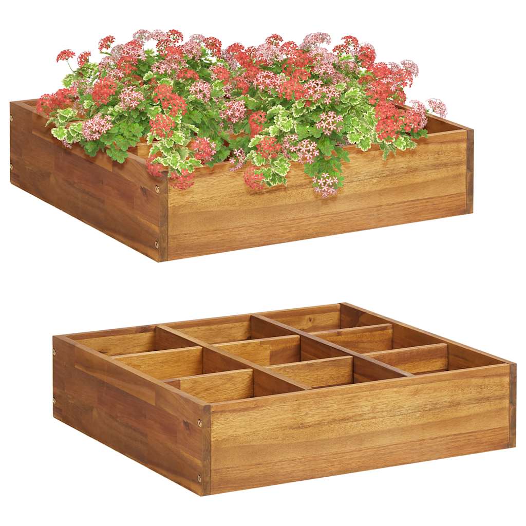 Garten-Hochbeet für Kräuter Massivholz Akazie 60 x 60 x 15 cm