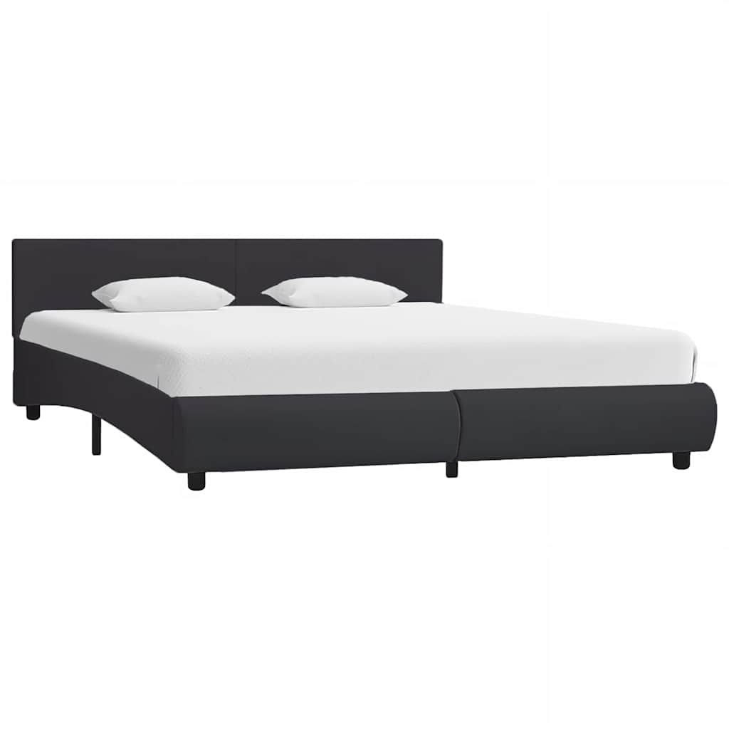 Bettgestell mit LED Schwarz Kunstleder 160 x 200 cm