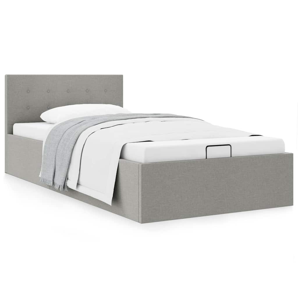 Stauraumbett Hydraulisch Hellgrau Stoff 100×200 cm