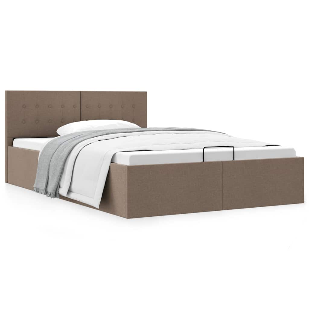 Stauraumbett Hydraulisch Taupe Stoff 140×200 cm