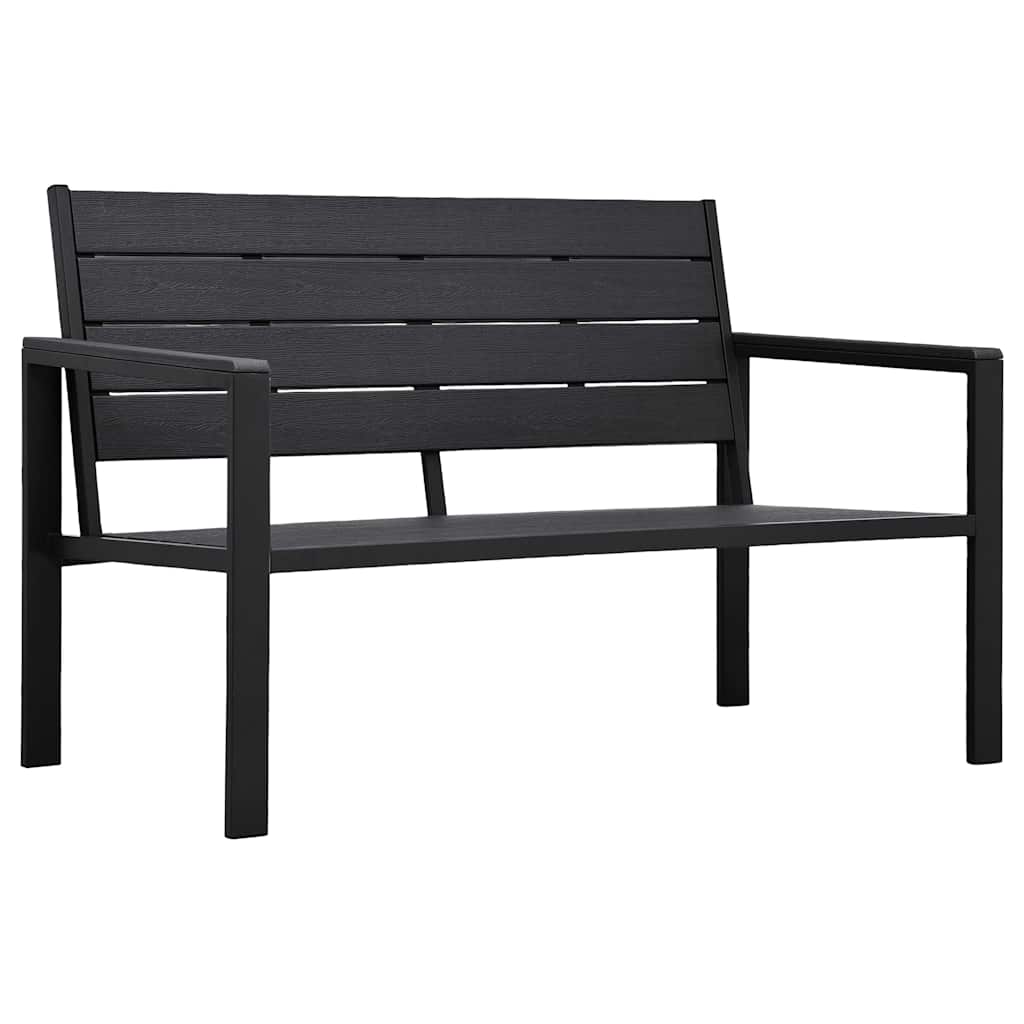 Gartenbank 120 cm HDPE Schwarz Holz-Optik