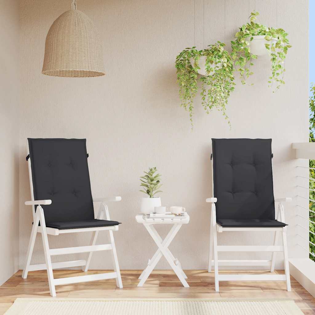 Gartenstuhlauflagen für Hochlehner 2 Stk. Schwarz 120x50x3 cm