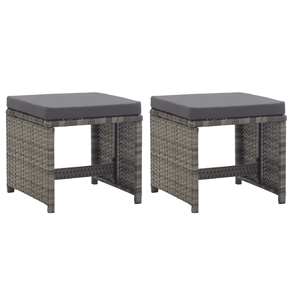Gartenhocker 2 Stk. mit Sitzkissen Poly Rattan Anthrazit